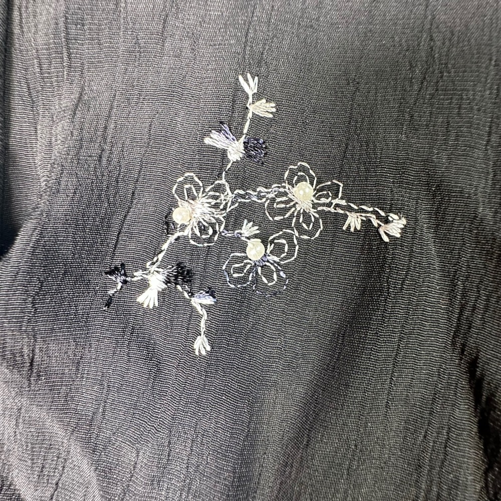 Imagio Embroidered Beaded Button Down Shirt Vintage Whimsigoth Small Black - Picture 11 of 13